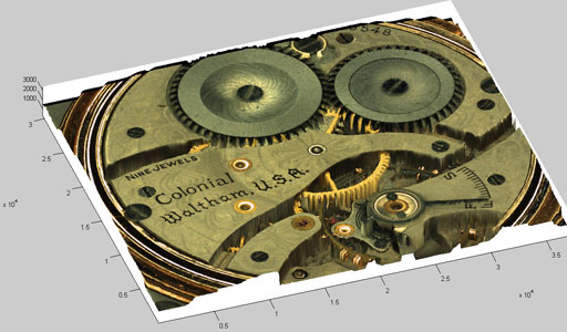 An image of a time piece’s inner workings, captured using proprietary new 3D sensing technology.